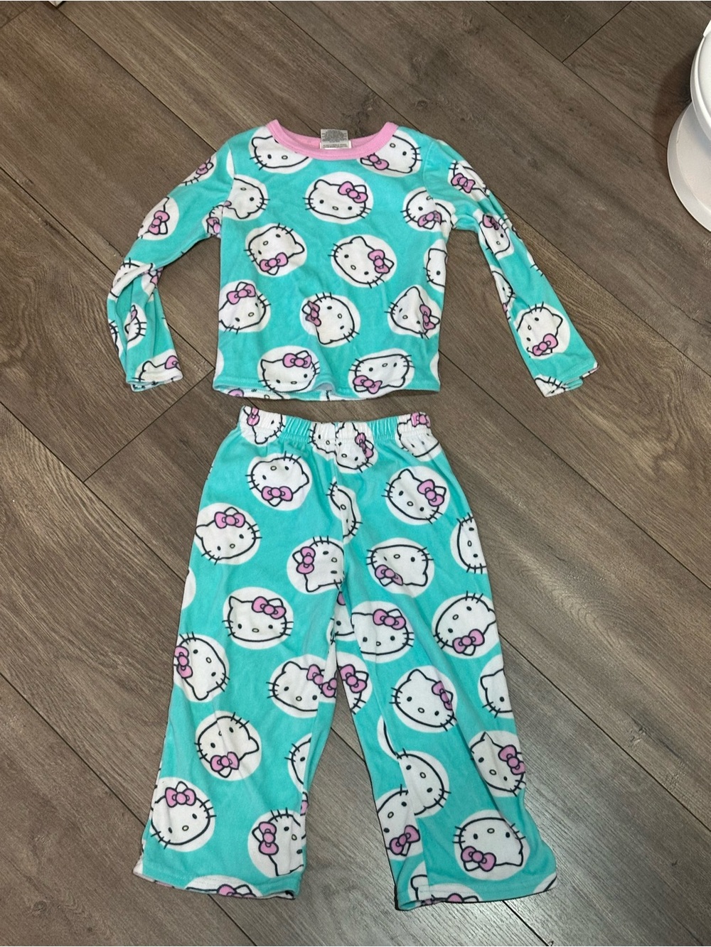 Hello Kitty Aqua and Pink Girls' Two-Piece Pajama Set